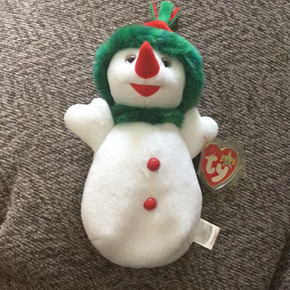 Ty Festive Snowman Plush with Red and Green Details